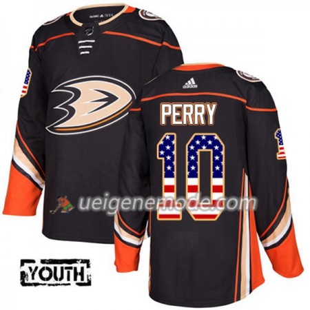 Kinder Eishockey Anaheim Ducks Trikot Corey Perry 10 Adidas 2017-2018 Schwarz USA Flag Fashion Authentic